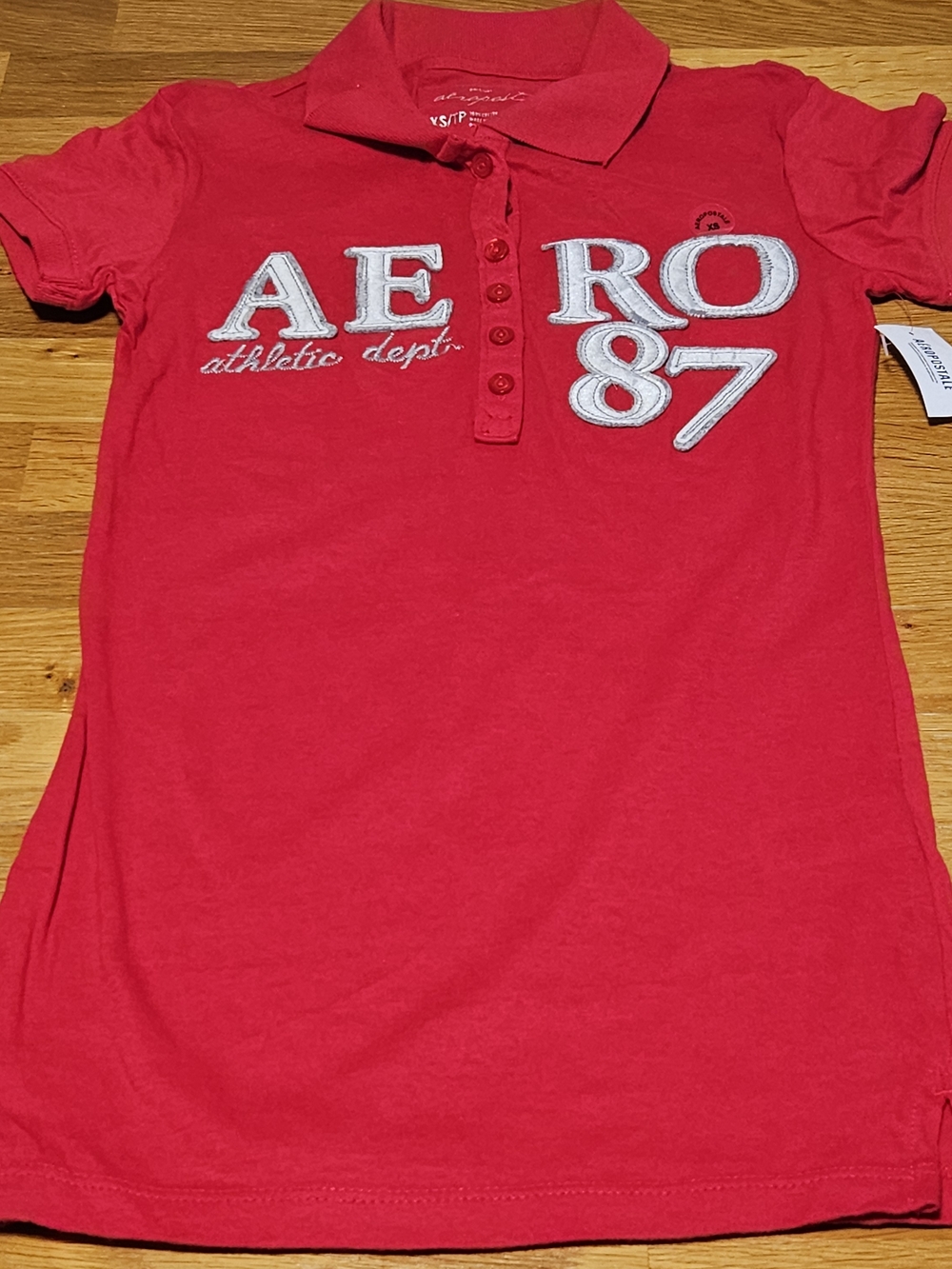 Aeropostale Bright Red Polo with AE RO 87 Embroidery Size XS NWT